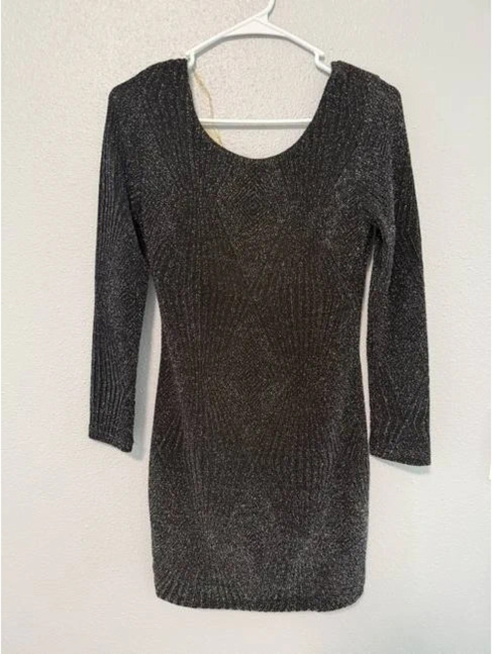 # 6101 Charlotte Russe Black Metallic Glitter Bodycon Dress Size M